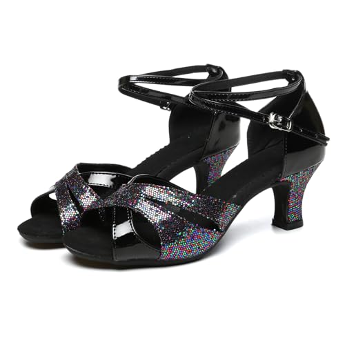 WUIWUIYU Women Dance Shoes 2.2" Ankle Strap Dancing Heels for Ballroom Salsa Tango Flamenco Latin Paso Doble Footwears4