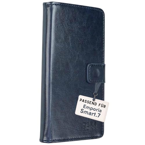 caseroxx Bookstyle Handytasche für Emporia SMART.ME7 / 7lite / 7mini in blau – Klapphülle mit Kreditkartenfächern, Magnetverschluss, Standfunktion und R&umschutz