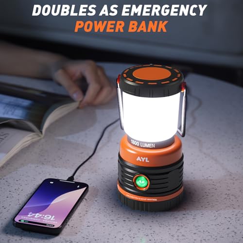 LED Camping Lantern Rechargeable, 1800LM, 4 Light Modes, 4400mAh Power Bank, IP44 Waterproof, Perfect Lantern Flashlight for Hurricane, Emergency, Power Outages, Home and More, with USB Cable (2 Pack) - Image 6