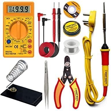 Nutts Solder Iron kit, 25W Soldering Iron Kit Set with Digital Multimeter, Wire cutter, Iron Stand, Soldering Paste, Soldering Wire, Tweezer (8 In 1 Combo) (B0CCW5NG31) Amazon Price History, Amazon Price Tracker