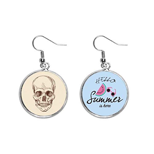 Pendientes de sandía con calavera de estilo esqueleto para el lóbulo de la oreja