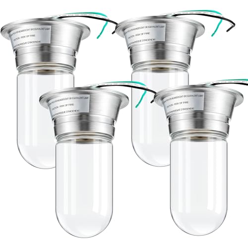 Tujoe 4 Pcs Restaurant Canopy Hood Light Fixture with Thermal and Shock Resistant Clear Coated Tempered Glass Globe