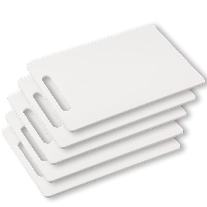 Kesper 32560 | Set di 5 taglieri, materiale: plastica PP, dimensioni: 37 x 25 x 0,8 cm, colore: bianco
