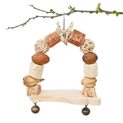 Giocattolo altalena da masticare per uccelli, Swings Parrucche Giocattoli Gabbia Accessori | Sospensioni giocattoli da masticare di legno, per fringuello, calopsitte