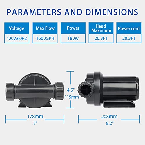 Image of OYO WATER 2600GPH Pond Pumps Submersible Outdoor Inline Pump Pond | High Head Water Pump for Garden Waterfall Fountain Water Circulation Pump for Koi Fish Pond