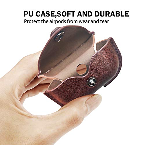 Modos Logicos Charging Case Cover For Apple Air Pods Pro, Leather Case With Secure Snap-Fastener Compatible With Apple Airpods Pro 1St (2019) / Airpods Pro 2Nd (2022) Charging Case - Brown #TOP2