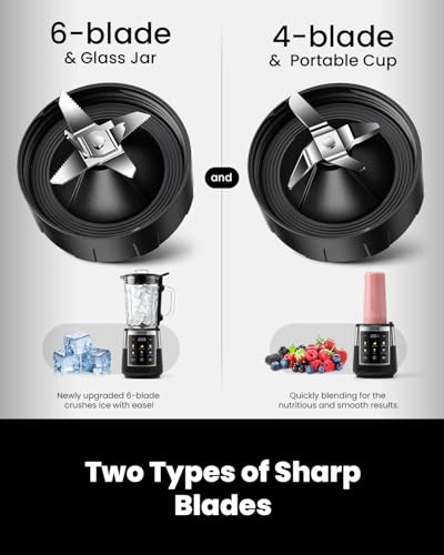 Image of GDOR Professional Blender with 6 Preset Programs, 1300W Smoothie Blender for Ice Crushing & Frozen Fruit, 67 Oz Glass Pitcher & 22 Oz To-Go Cup Combo, Smart Smoothie Maker, Self-Cleaning