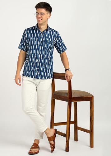 Image of BLOCKS OF INDIA Cotton Hand Block Print Half Sleeves Summer Shirt for Men