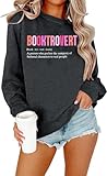 BENGELY Book Sweatshirt Women Funny Reading Booktrovert Wildflowers Graphic Book Lovers Shirt Casual Long Sleeve Tops Grey