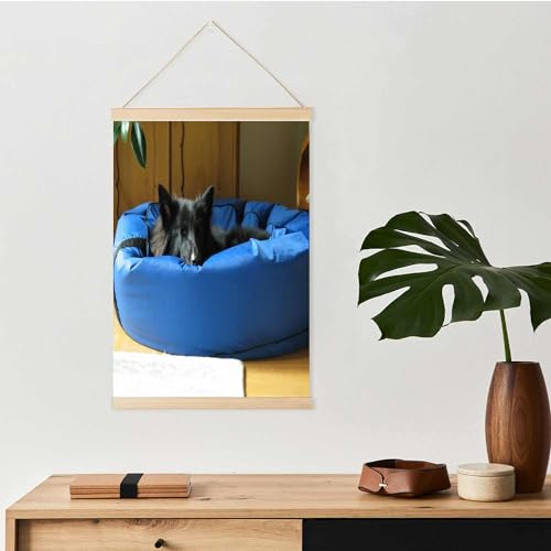 手ぬぐいタペストリー棒マグネット 耳が疲れて眠る犬 グローネンダール ベッドを撫でる トルコ語 758449 幅40cm ポスターハンガー B3 木製ポスターフレーム 横長60mm手ぬぐいフレーム 手ぬぐい棒 ポスター吊りフレーム 木製額縁 写真、地図、印刷、手ぬぐい、ポスター、家の装飾に適していますのサムネイル