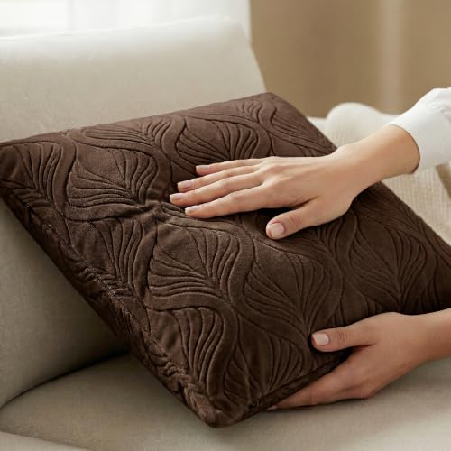 Image of Yellow Weaves Jacquard Cushion Covers | Sofa Cushion Covers | Throw Pillow Cover for Sofa, Couch, Living Room| Removable & Washable | 16x16 Inches, Set of 3 (Coffee Brown)
