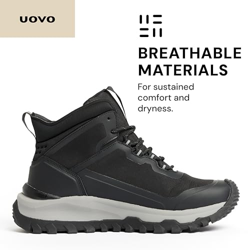 UOVO Men's Waterproof Hiking Boots – All-Season Non-Slip Outdoor Work & Trail Footwear4