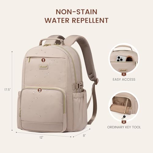 Image of LOVEVOOK Laptop Backpack for Women with Pouch Pocket for Large Capacity Cup,15.6 Inch Laptop Computer Bag Travel Backpack Purse,Waterproof Work Business Backpack College Teacher Bags,Nude