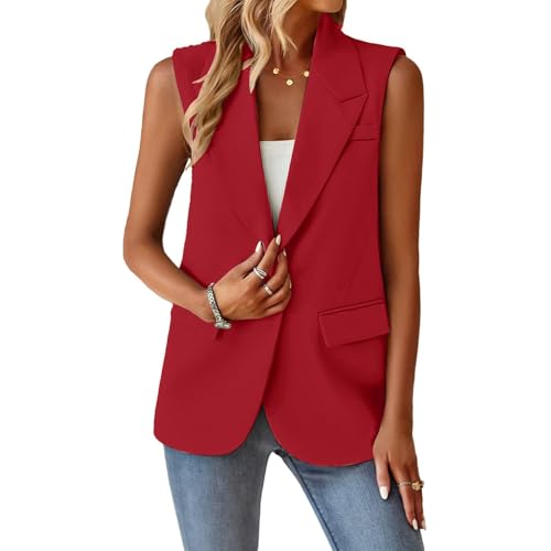 Chaleco de verano para mujer sin mangas ligero casual con solapa 4