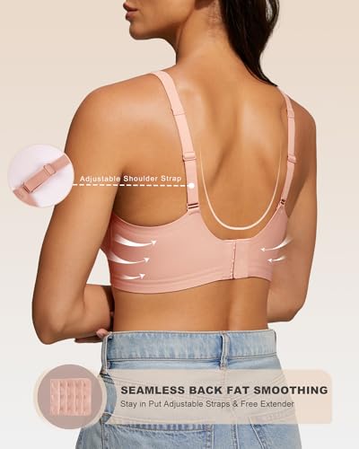 obind Jelly Deep V Bras for Women No Underwire Push Up Seamless Padded Plunge Bralette Wireless Comfortable Supportive T-Shirt Everyday Bra Invisible Under Tight Shirts Nude Pink — view 4