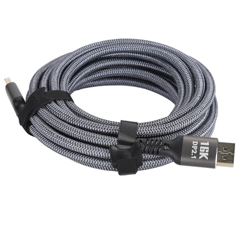 Kabel DisplayPort 2.1 o Długości 16,4 M, 3D, HDR, Kabel DisplayPort HD Zapewniający wysoką wydajność, Lepsze Wrażenia z Gry, Funkcje Pomocnicze, Ergonomiczny Kształt, Szeroka