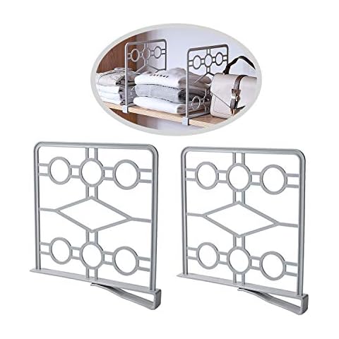 MINIDUO Multifunction Shelf Divider Separator for Storage and Organization in Bedroom Bathroom Kitchen and Office Shelves-2Pcs(Grey) Cover