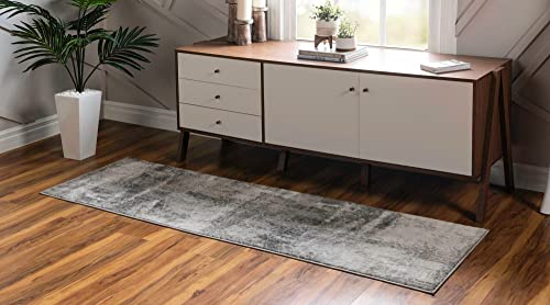 Rugs.com Monte Carlo Collection Rug – 3' 3 x 16' 5 Runner Dark Gray Medium Rug Perfect for Living Rooms, Large Dining Rooms, Open Floorplans