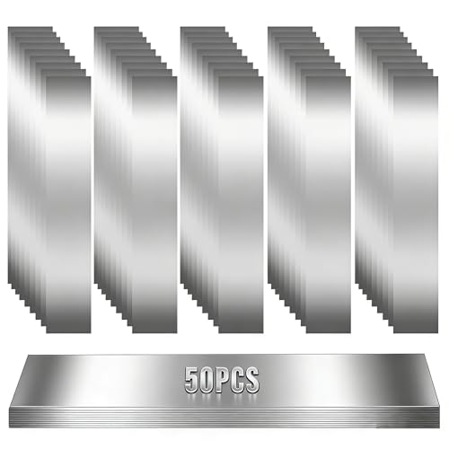 Image of 50 Pcs Shim Stock Assortment 0.007 inch-0.01 inch Thickness 1 inch Wx 6 inch L | 304 Stainless Steel ,Metal Shims for Leveling Filler Trim, DIY & Industrial Use