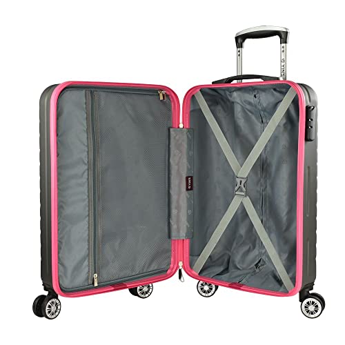 Mala De Bordo Pequena Para Viagem Abs Yins 21167 Cadeado Integrado Rodas Duplas Giro 360 Rosa Tam PP