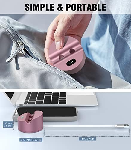 MoKo Charging Stand Adapter Compatible Apple Pencil 1st Generation, iPad Pencil Charger Apple Pen Holder Charging Dock Station with Display Screen USB Port Fit iPad 10th/9th/8th/Pro/Air, Rose Gold