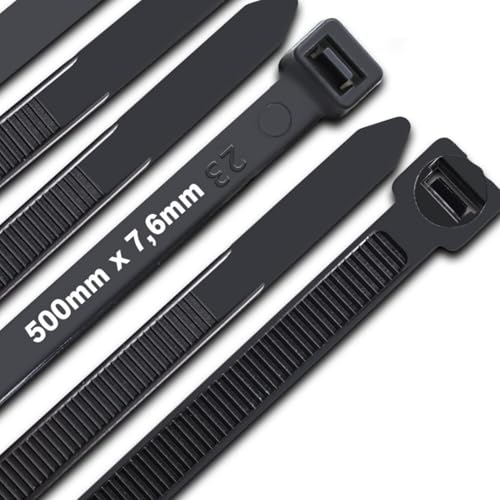 Kabelbinder 500 mm x 7 6 mm UV-Beständig ultra stark Kabelbinder 100 Stück Schwarz