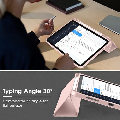Image of ToaPoia Case for iPad (A16) 11 Inch 2025 /iPad 10th Generation 10.9 Inch 2022, Slim Trifold Stand Protective Cover with Pencil Holder and Soft TPU Back,Support Auto Sleep /Wake (Rose Pink)