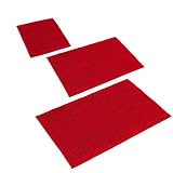 PANA 'Paris' Badeteppich-Set • Flauschige Vorleger für Badezimmer und WC • Chenille Badematte • Set: 45 x 45 cm ohne WC Ausschnitt + 50 x 80 cm + 70 x 120 cm • Farbe: Rot