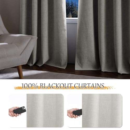 StangH Ivory Linen Textured 100% Blackout Curtains 2 Panels by StangH - Used condition - Image 3