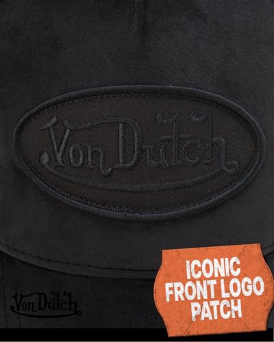 Image of Von Dutch Unisex Trucker Hat - Velvet Curved Bill Mesh Back Retro Classic Adjustable Snapback Baseball Cap for Men and Women