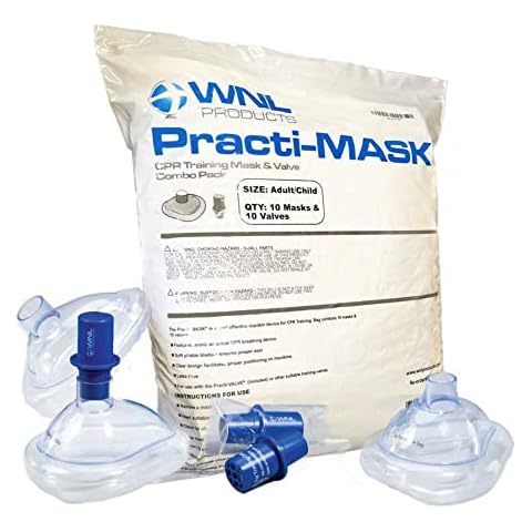 WNL Products 5000TMV Adult/Child CPR Practi-MASK & Valve Combo Pack, 10 CPR Training Masks, and 10 CPR Training Valves Fits All WNL Training Masks (10 Pack) Cover