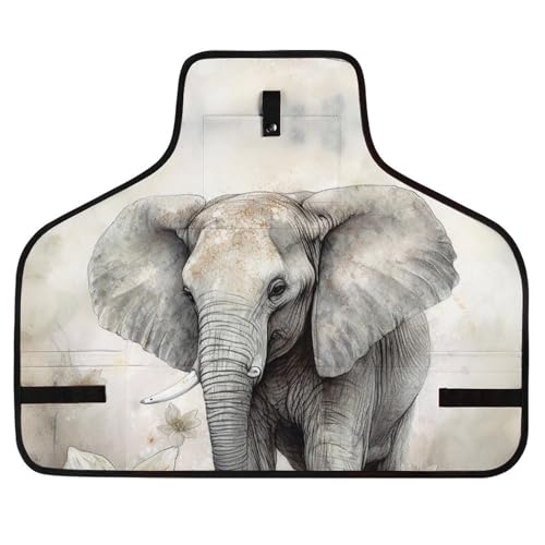 Delantal de trabajo con diseño de elefante, ajustable, negro miniatura 1