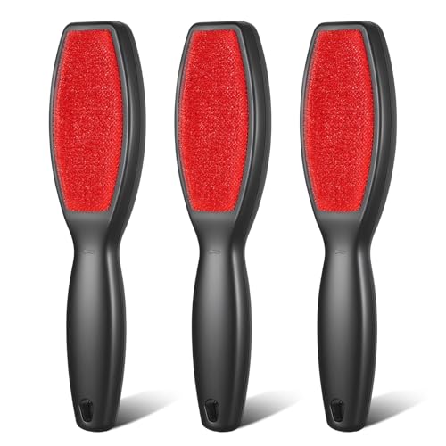 3 Pack Lint Brushes for Clothes, Double-Sided Lint Remover Brush, Reusable Pet Hair Remover, Sheet and Carpet Cleaning Brush for Clothes Sheet Carpet Furniture Fabric