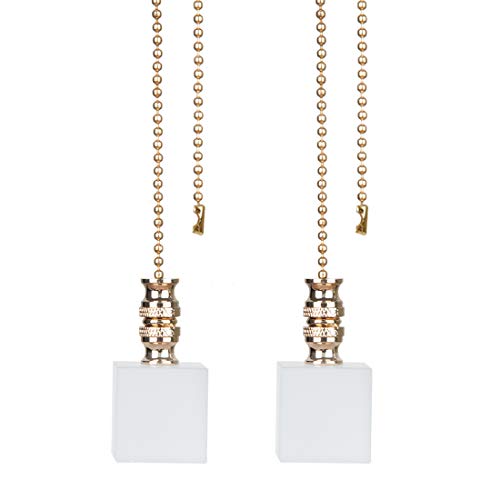 Image of Ceiling Fan Pull Chain, Fan Pulls Set with Connector, 2 Pack Crystal Matte Cube Fan Pull Extension for Light Fan Chain