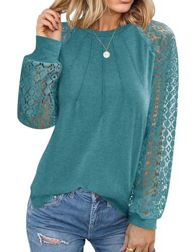 Image of HOTOUCH Women's Lace Long Sleeve Spring Dressy Casual Business Work Trendy Shirts