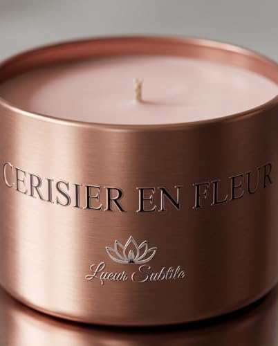 Bougie artisanale fleur de cerisier pour salon zen et cocooning