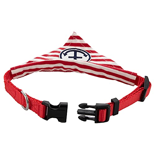 MEGA NOCKO Bandana Halstuch für Hunde und Katzen, gestreift Segeln Anker stabiles Hundehalsband Nylonhalsband waschbar mit Verstellbarer Halsgröße Pet Katzenhalsband in rot oder blau