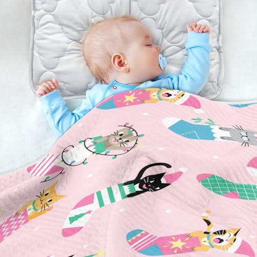Kigai Christmas Cats Baby Blanket for Boys Girls Swaddle Blankets Soft Cozy Receiving Blanket Nursery Crib Blankets for Toddler Newborn, 30 x 40 Inch4