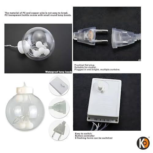 Image of K D Multicolour Wish Ball Lights for Decoration - 2.5m, 12 LED Orb String Lights | Lights for Home, Balcony, Wedding, Diwali, Christmas & Ganpati (Multi 12 Ball)