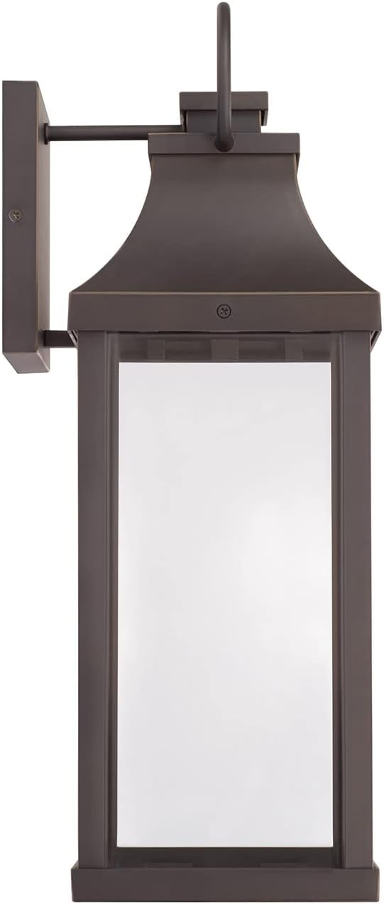 Capital Lighting 946421OZ-GL Bradford Night Sky Clear Glass Rectangular Outdoor Wall Lantern, 1-Light 7 Watt, 21" H x 7" W, Oiled Bronze