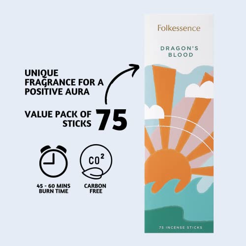 Folkulture Dragon's Blood Incense Sticks - Pack Of 75 Insenses For Positive Aura - Natural And Non Toxic Incents Matches - Organic And Slow Burning Insents Sticks - Gift Box For Calm (Dragon's Blood) #TOP1
