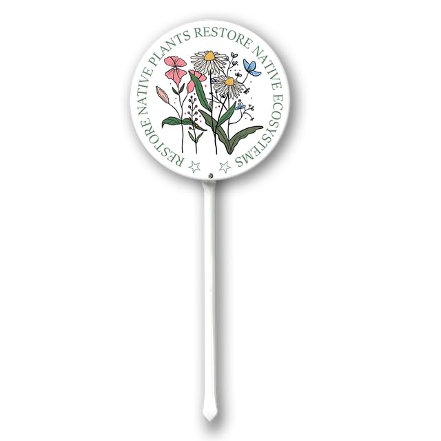 Restore Native Plants Welcome Garden Yard Sign With Stakes 9.2 X 9.2 Inch Lawn Decorations Aluminum Sign Decor Outdoor Garden