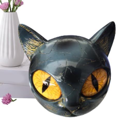 qokeeu Figura de gato negro – Estatua de gato negro decoración de escritorio, pieza de arte de resina para hombres y mujeres, amantes de los animales, inauguración de la casa, vacaciones, cumpleaños