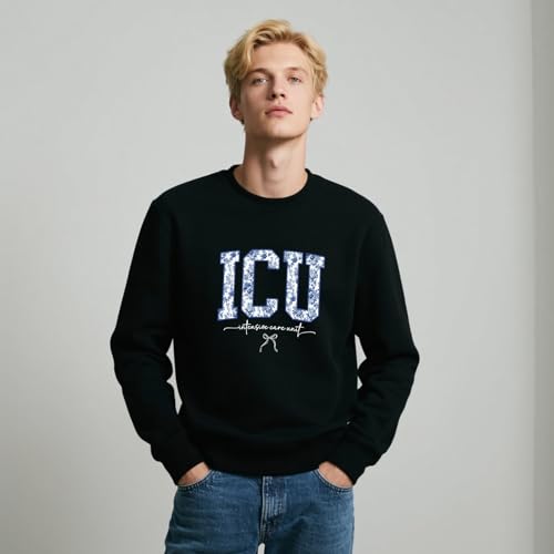 Icu Nurse Blue Toile Sweatshirt Floral Intensive Care Unit Nurse Sweatshirt4