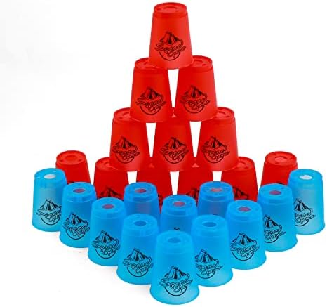 SEISSO Quick Stack Cups 24 PC for Speed Sports Training Game for School Family Party Challenge Competition, Kids Gifts Starter Set of Stacking Cup, Blue & Red
