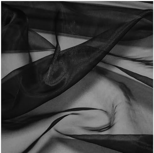 MDS® Pack of 5 Yard Sheer Organza Fabric for Wedding Party Home Event Banquet Decorations, Backdrop Curtain Craft Dress Sewing Fashion DIY Crystal Organza Tulle Fabric Bolt 44” Wide - Black - 3
