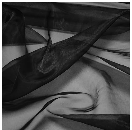 Image of MDS MDS Pack of 10 Yard Bridal Solid Sheer Organza Fabric Bolt for Wedding Dress,Fashion, Crafts, Decorations Silky Shiny Organza 44aa‚¬- Black