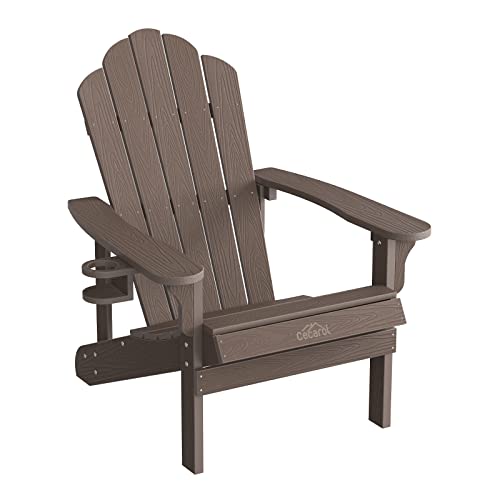 Cecarol Adirondack Chair, High Back Outdoor Chair With Cup Holder, Weather Resistant Chair For Porch, Garden, Backyard, Fire Pit, Coffee-Tfc2 #TOP11