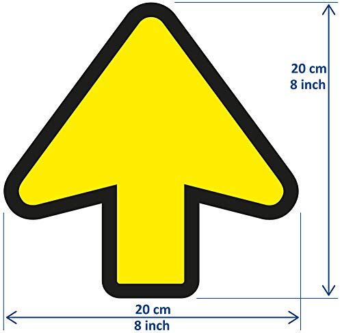 10 Fußbodenaufkleber, Pfeil, 20 x 20 cm, Gelb/Schwarz - Sicherheitsabstand Aufkleber - Halten Sie 1,5 m Abstand Aufkleber Warnschilder - Anti-Rutsch + Wasserdicht & UV-beständig - Image 8