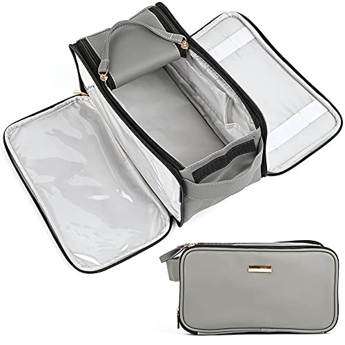 Toiletry Bag for Men Women Valleycomfy Mens Toiletry Bag With 3PCS Drawstring Bag PU Leather Travel Toiletry Organizer Dopp Kit Water-resistant Shaving Bag for Toiletries Hanging Travel Bags for Toiletries Large Capacity Cosmetic Bag DarkGray